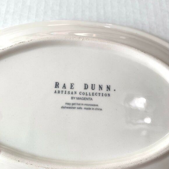 2 Rae Dunn Artisan Collection Magenta Let’s Eat Ovals Snack Appetizer Plates - Picture 5 of 10